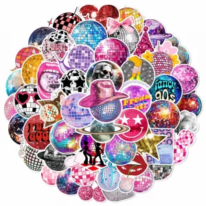 50pcs disco ball graffiti stickers, luggage, motorcycle helmet, skateboard, phone case stickers