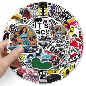 50pcs racing competition graffiti stickers, cool and trendy creative decorations, water bottles, skateboards, car stickers