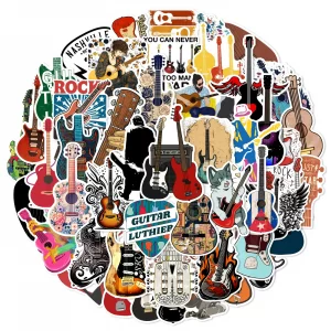 50pcs stickers guitar and instrument graffiti stickers, laptop, skateboard, luggage, decorative music stickers