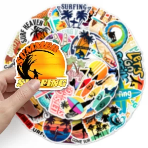 50pcs surfing graffiti stickers, sports decorations, mobile surfboards, suitcases, water bottles stickers