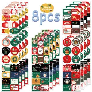 8pcs Christmas stickers DIY hand account phone computer decoration sealing stickers