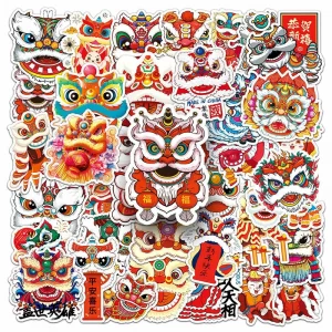 New 100 High Beauty Traditional Chinese Culture Lion Dance and National Essence Lion Awakening Patterns Exquisite High Beauty Stickers