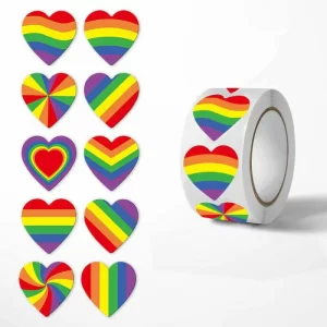 Colored heart-shaped stickers