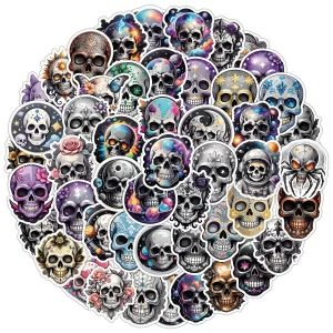 Halloween Skeleton Graffiti Stickers, Water Cups, Luggage, Skateboards, Decorative Stickers Colorful Terrifying Skull Halloween Ghostface