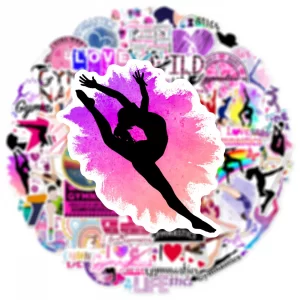 gymnastics graffiti stickers, luggage, water bottles, phone cases, flat guitars,gymnastics stickers