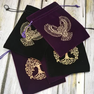 13x18 Tree of Life Velvet Card Bag Small Items Jewelry Crystal Stone Storage Bag Owl Bag Black