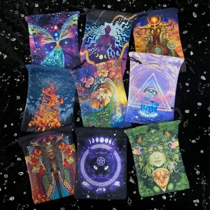 13x18cm double-sided printed Tarot velvet bag, home decoration gift bag, tarot card storage bag