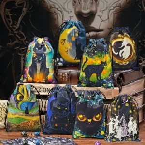 2024 New Cat Crystal Velvet Bag Animal Card Speed Pocket Tarot Card Bag Storage Bag Gift Bag