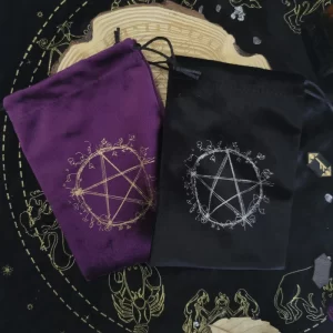 Flower language pentagram thick velvet storage bag, jewelry crystal small items card bag bundle pocket 13x18cm