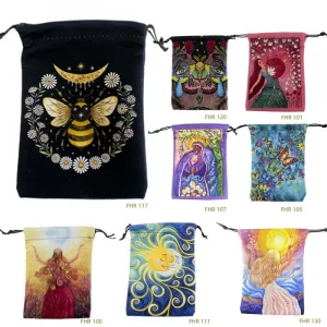 New card storage bag, double-sided color printed velvet bag, tarot crystal accessory drawstring bag, gift small bag