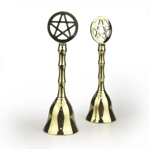 New pentagram brass hand cranked bell, metal altar bell, ceremonial ornament, restaurant bell, call reminder bell