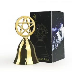 Pentagram Ringing Meditation Brass Hand Ringing Service Bell Meal Bell Tarot Ceremony Surrounding Supplies Golden Small Bell