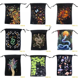 Printed tarot velvet bag, crystal small items, stone dice drawstring bag, board game storage bundle pocket